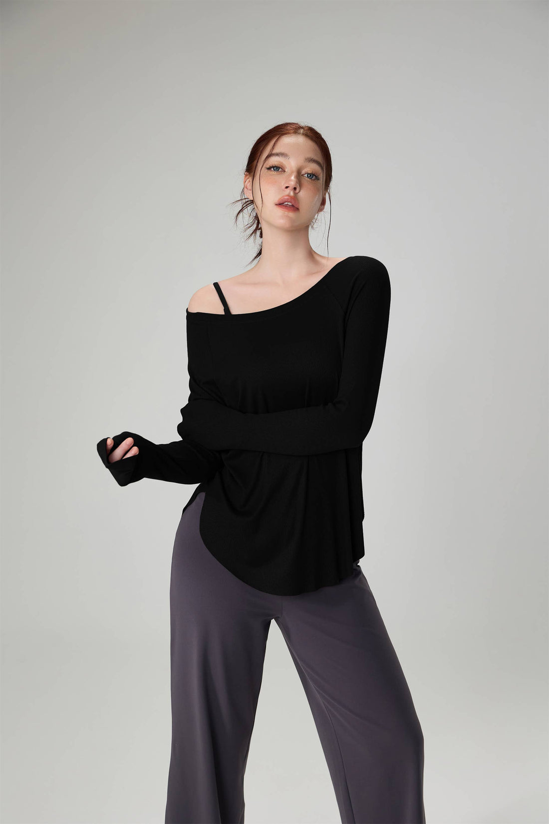 Ianna Boat Neck Relaxed Fit Long Sleeve