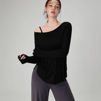 Ianna Boat Neck Relaxed Fit Long Sleeve
