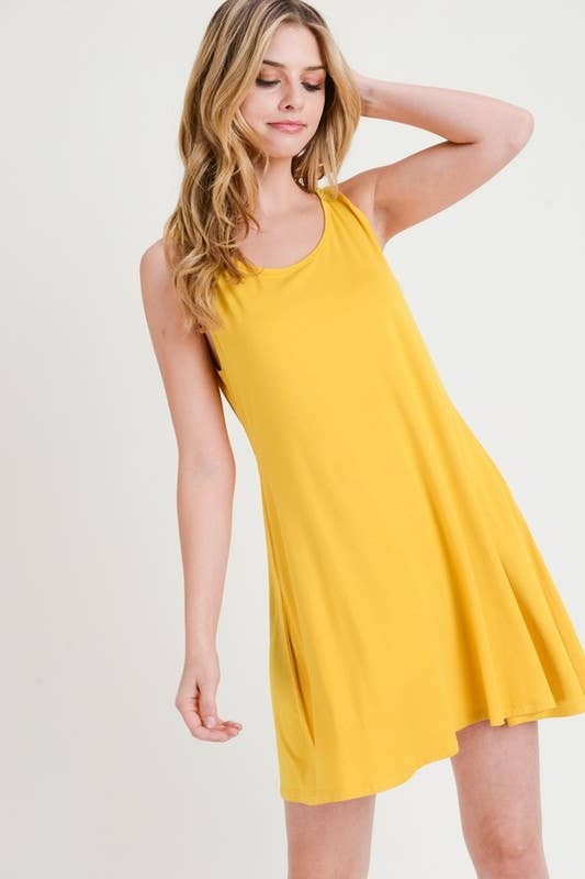 Twist Strap Low Back Dress with Pockets