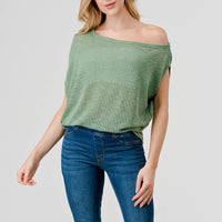 Off-Shoulder Knitted Short Sleeve Dolman
