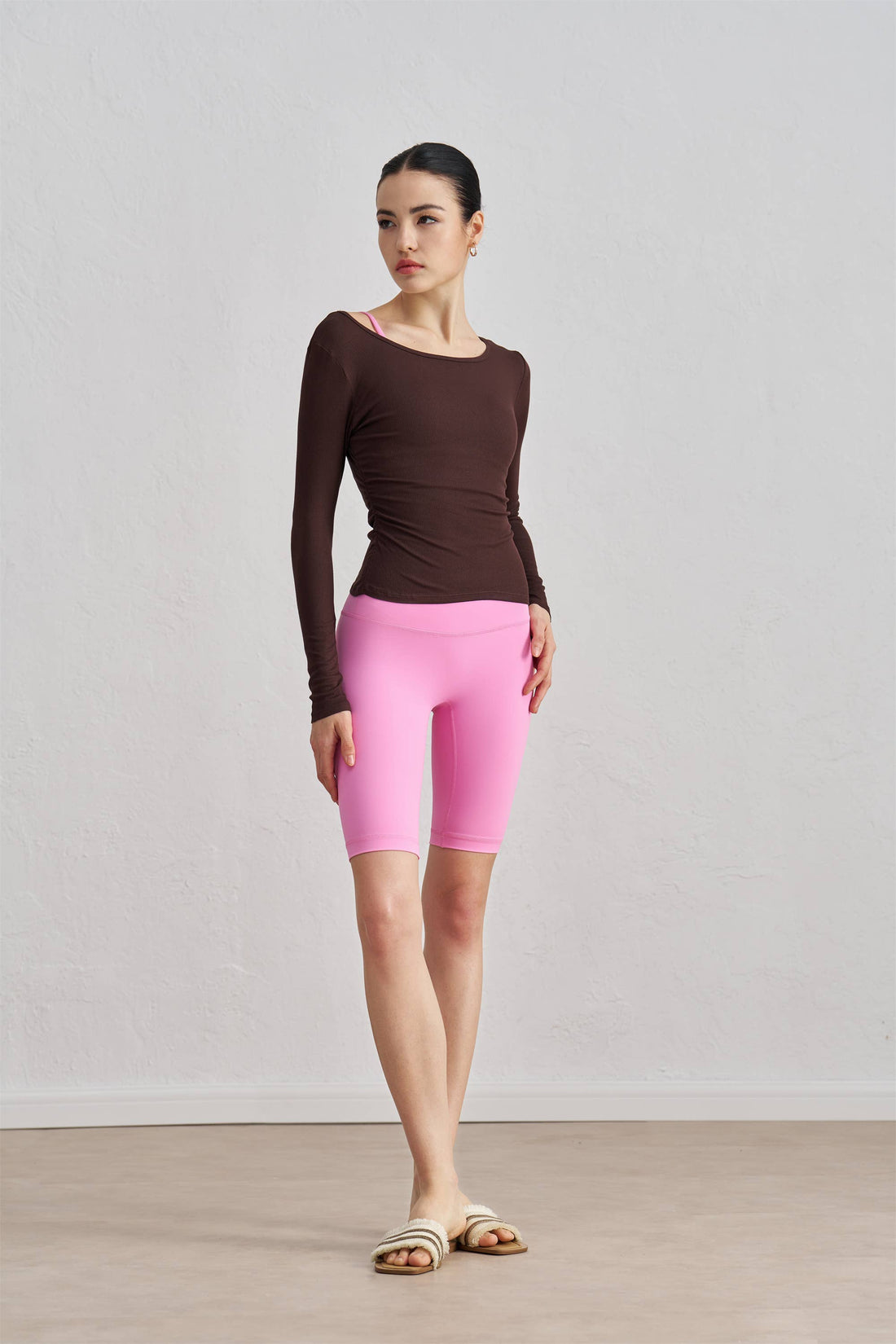 Julia Side Ruched Ribbed Long Sleeve Top