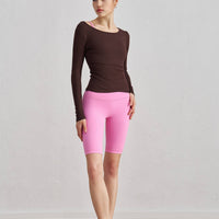 Julia Side Ruched Ribbed Long Sleeve Top