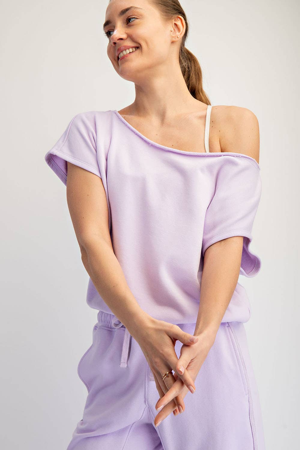 French Terry Off the Shoulder Top