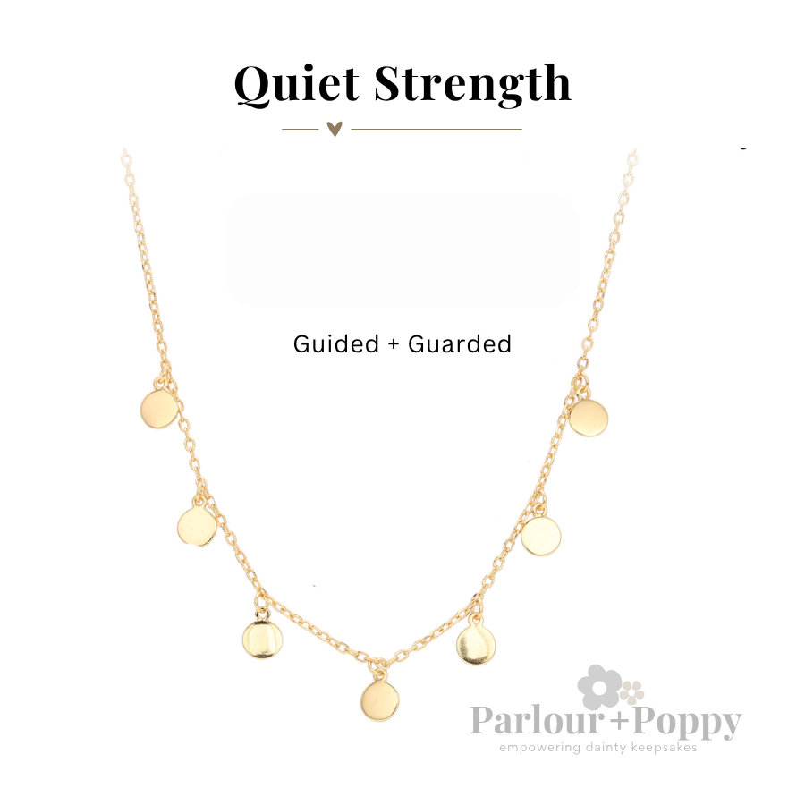 Quiet Strength Guarded and Guided Dainty Medallion Necklace in Silver and Gold