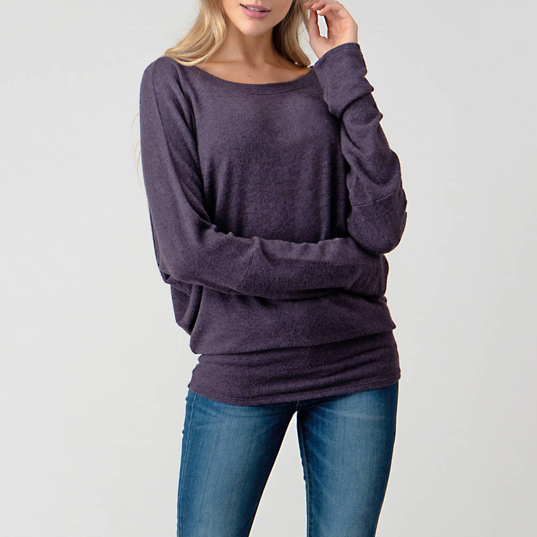 Round Neck Brushed Knit Longsleeve Dolman