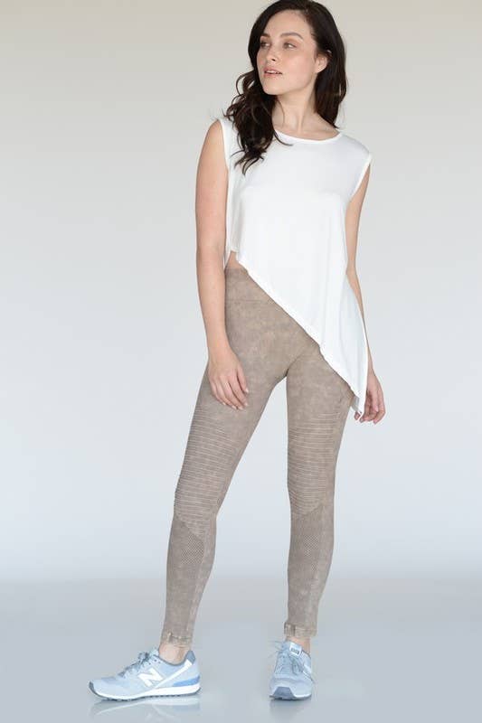 Asymmetrical Hem Knit Athleisure Top