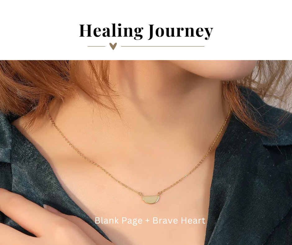 Blank Page + Brave Heart Dainty Bar Necklace