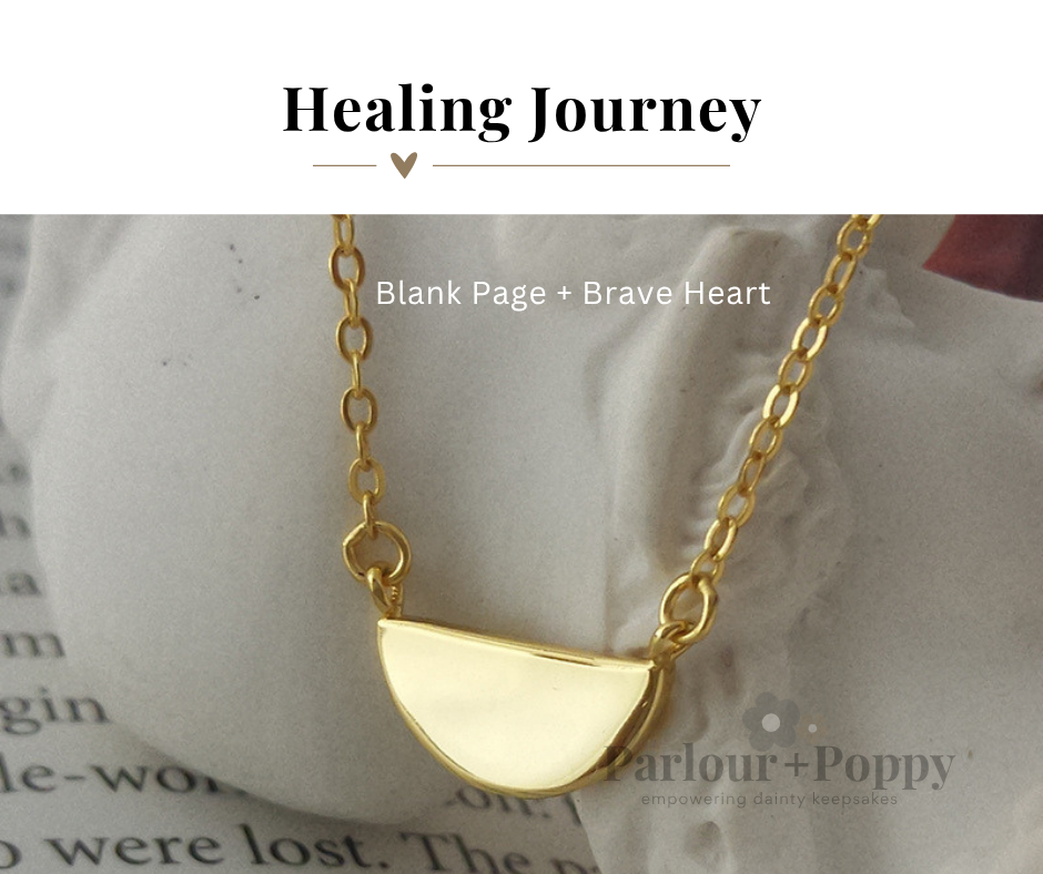 Blank Page + Brave Heart Dainty Bar Necklace