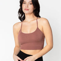C'est Moi Bamboo Ribbed Cross Back Top