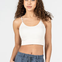 C'est Moi Bamboo Ribbed Cross Back Top