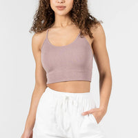 C'est Moi Bamboo Ribbed Cross Back Top