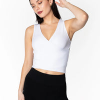C'est Bamboo Ribbed S/Less Wrap Top
