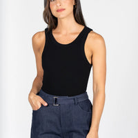 C'est Moi Bamboo Rib High Crew Tank