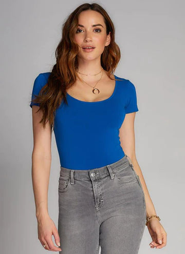 C'est Moi Bamboo Double Scoop Neck Tee