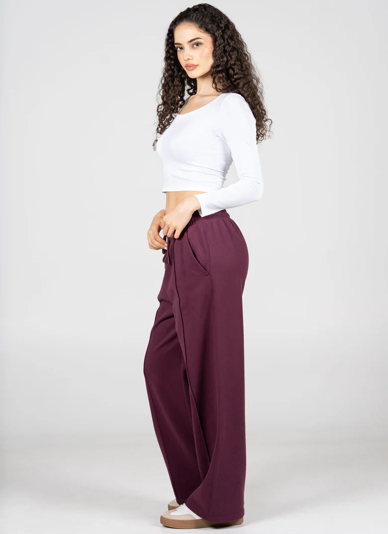 C'est Moi Fleece Wide Leg Pant