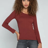 C'est Moi Seamless Rib Crew Neck Top