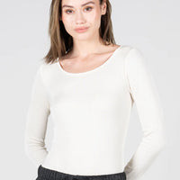 C'est Moi Seamless Rib Crew Neck Top