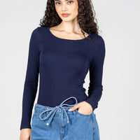 C'est Moi Seamless Rib Crew Neck Top