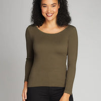 C'est Moi Seamless Rib Crew Neck Top