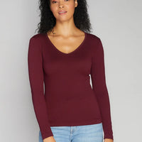 C'est Moi Seamless Rib V Neck Top