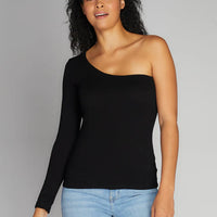 C'est Moi Seamless Rib One Shoulder Top