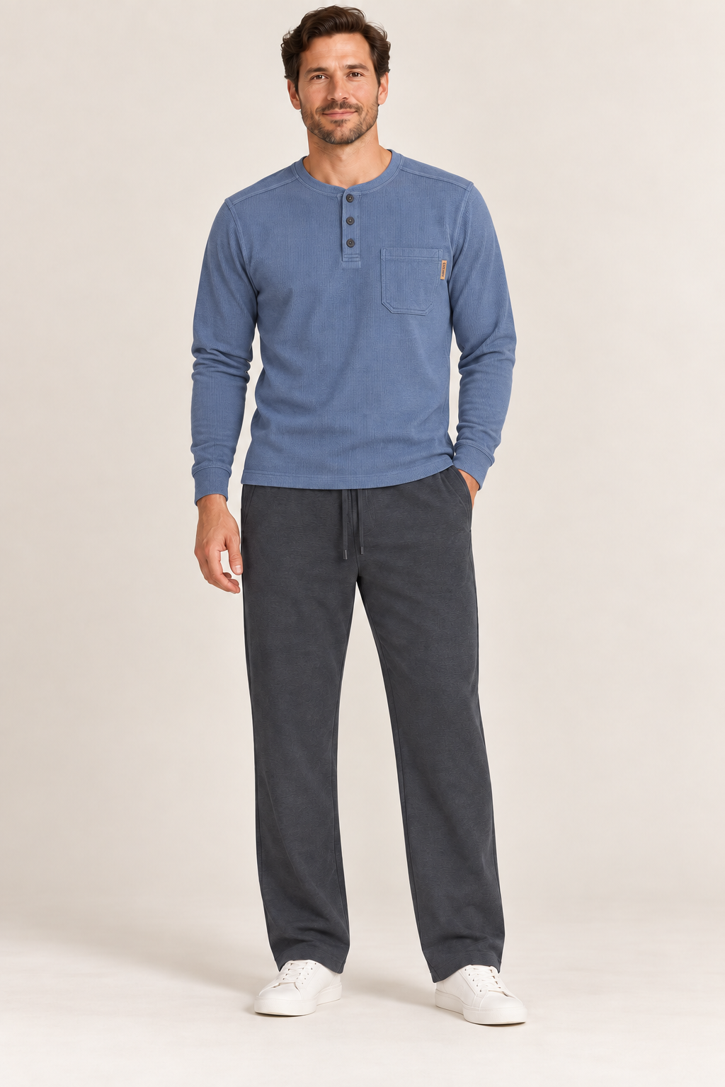 Men’s Long Sleeve Pocket Henley