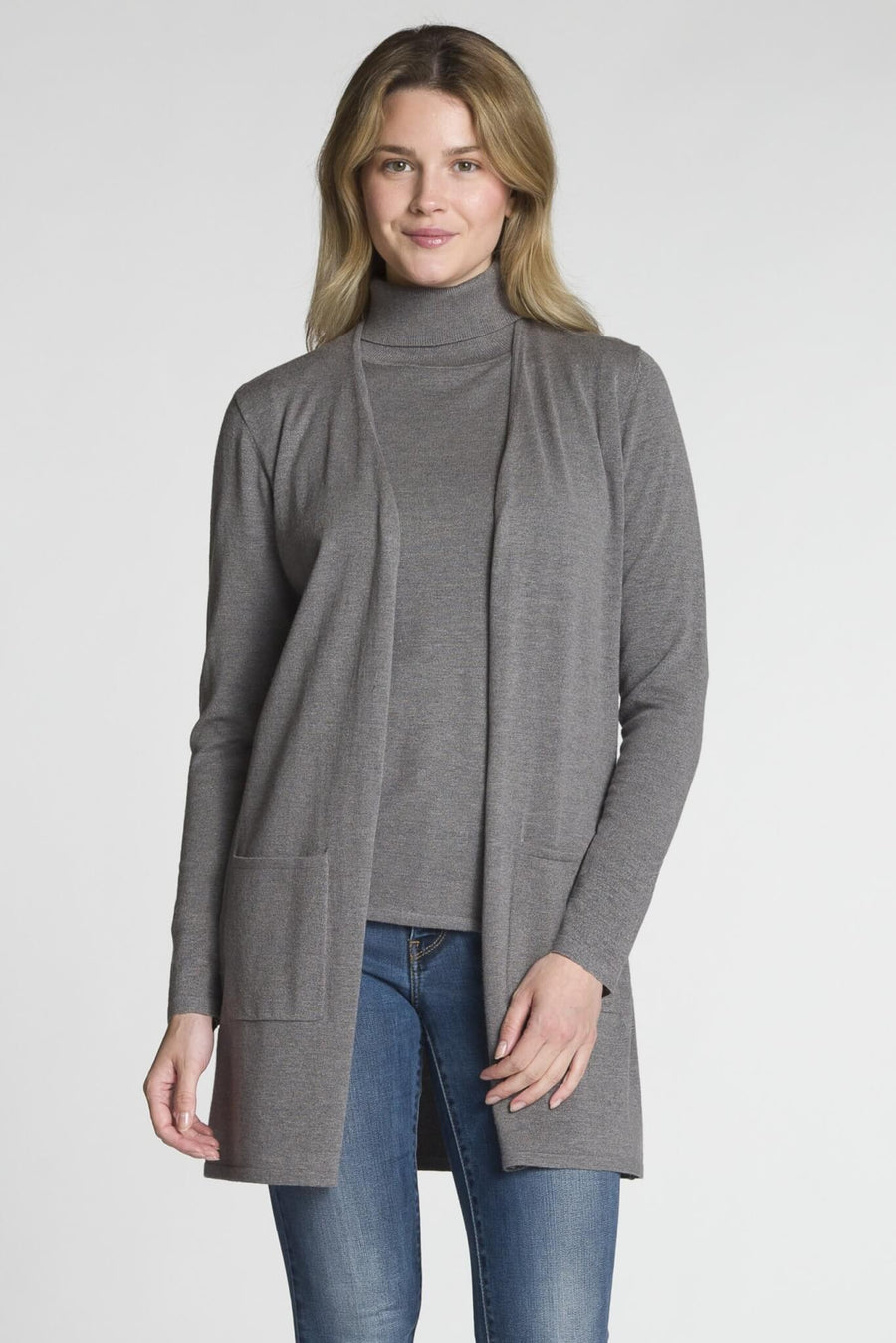 Long Sleeve Open Cardigan with Pockets