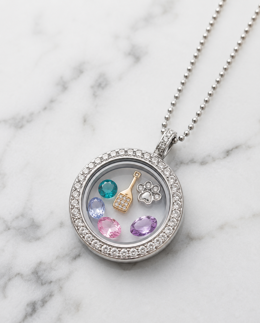 Crystal Charm Holder Locket