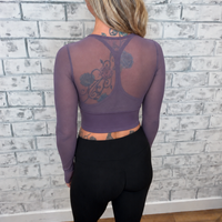 2-in-1 Mesh Long-Sleeve Bra Top