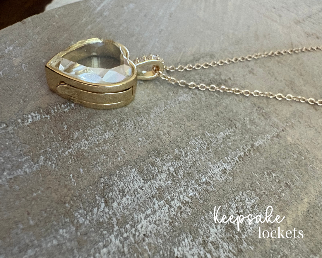 Heart-Shaped Glass Keepsake Locket Necklace