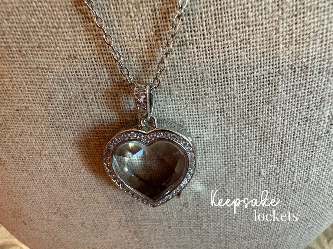Crystal Heart Memory Locket Fancy Chain Necklace