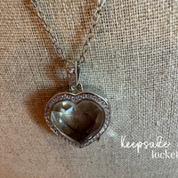 Crystal Heart Memory Locket Fancy Chain Necklace