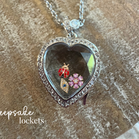 Crystal Heart Memory Locket Fancy Chain Necklace