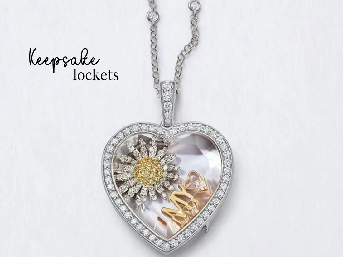 Crystal Heart Memory Locket Fancy Chain Necklace