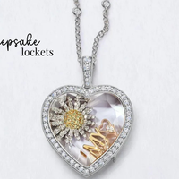 Crystal Heart Memory Locket Fancy Chain Necklace