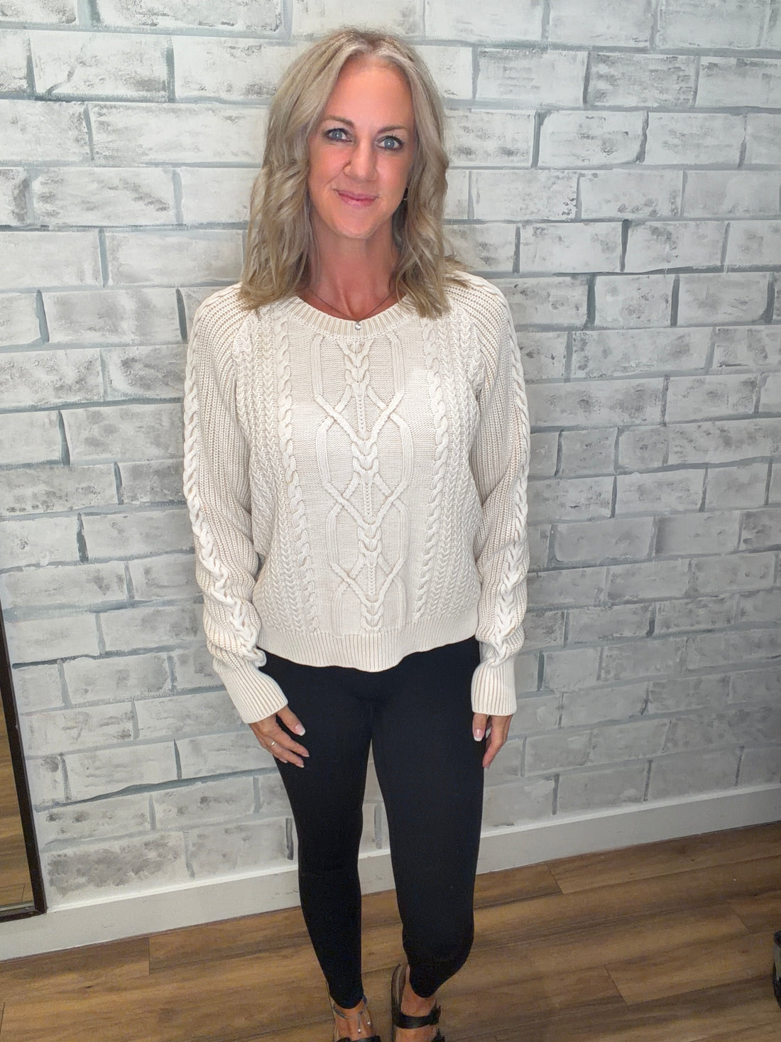 Washed Cable Knit Sweater