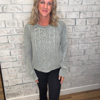 Washed Cable Knit Sweater