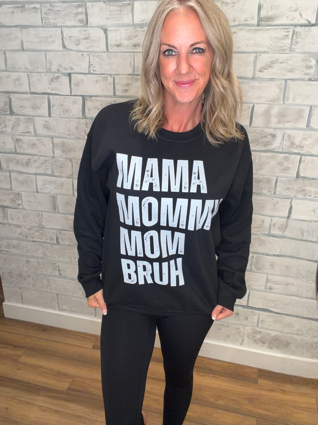 Printed Crew Necks -Mama Mommy Mom Bruh