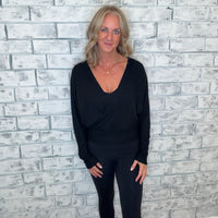Surplice Crossover Brushed Knit Top