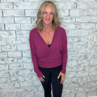 Surplice Crossover Brushed Knit Top
