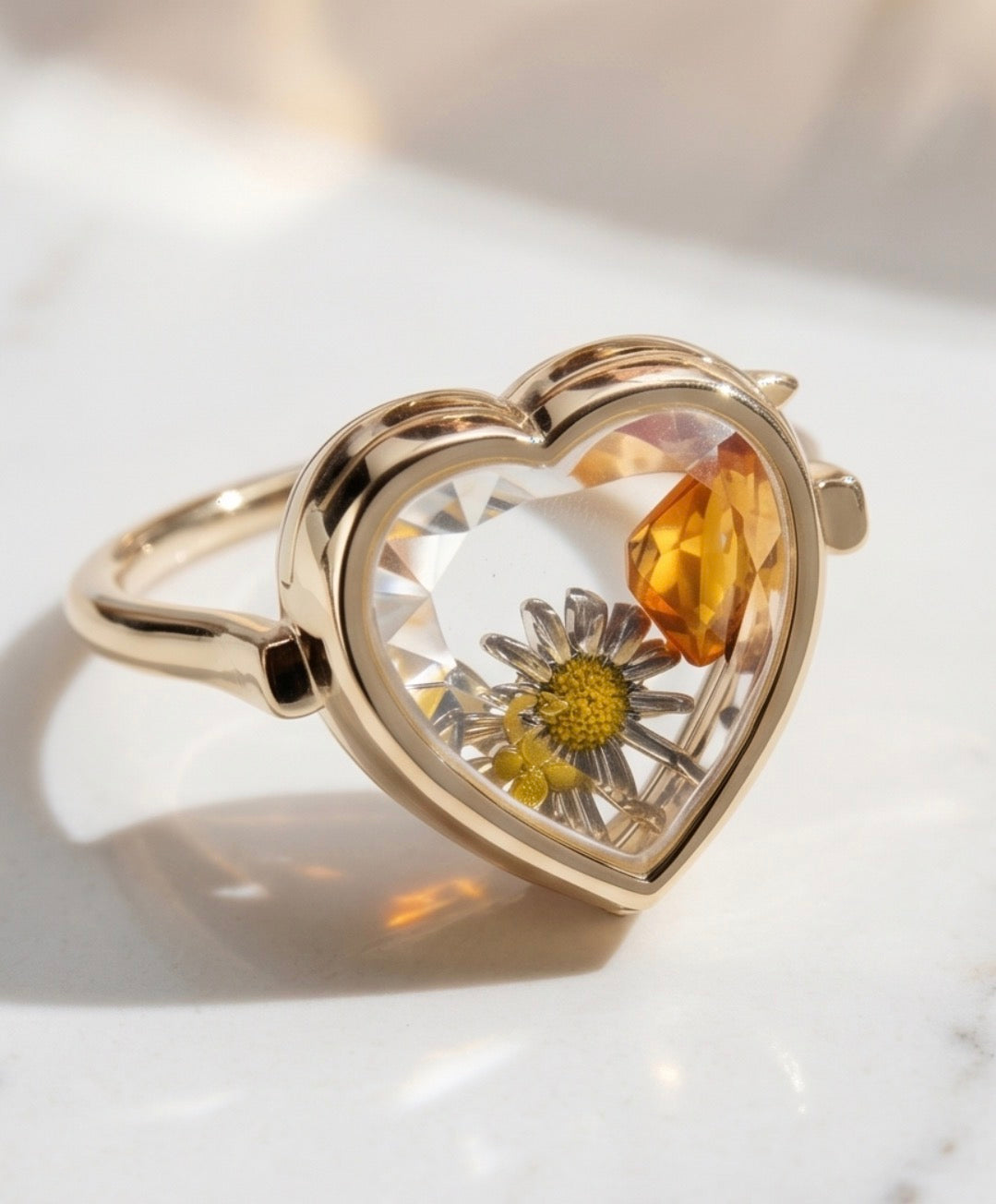 Heart Shaped Charm Ring in Gold