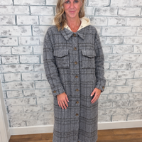 Plaid Hooded Long Jacket