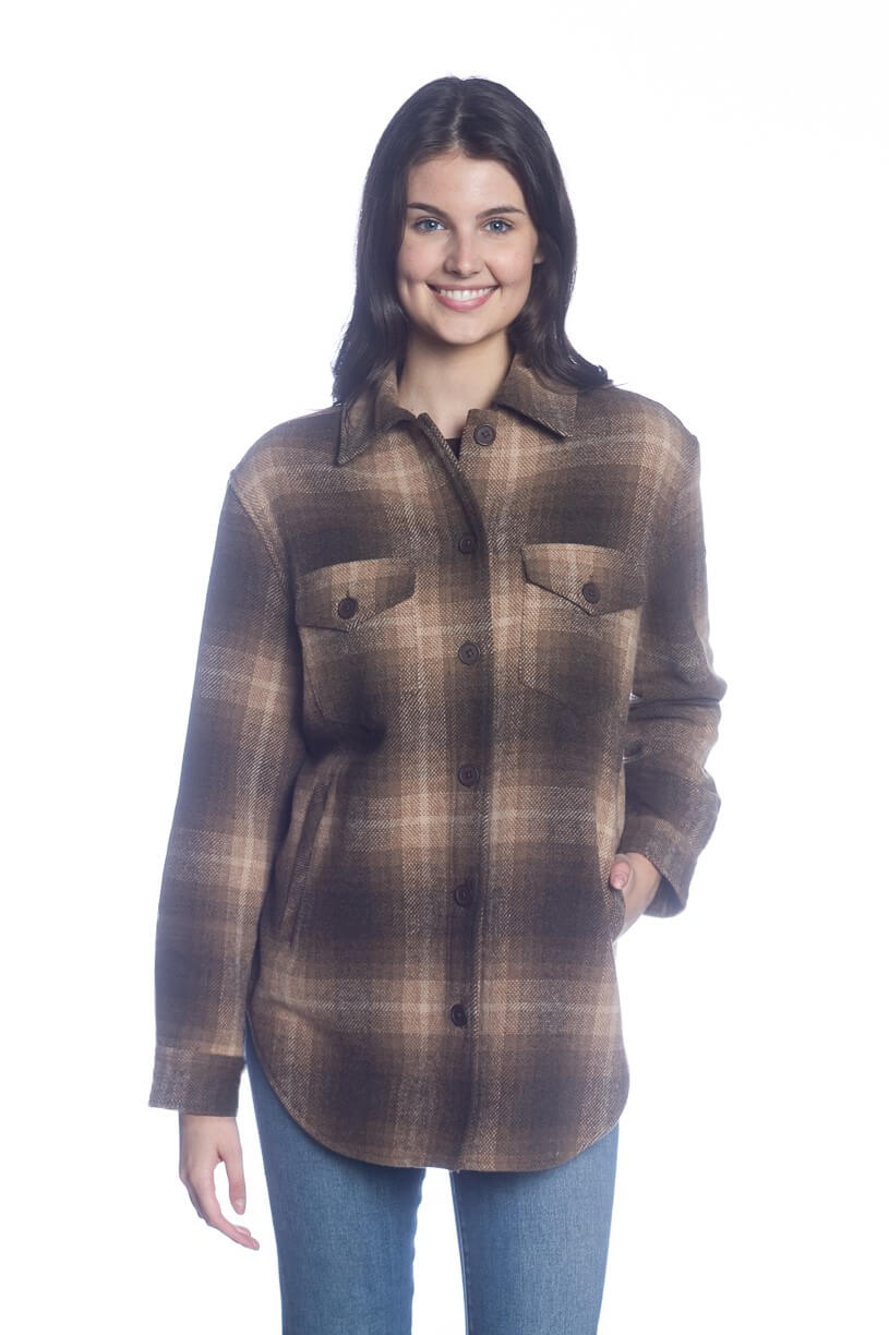 Long Sleeve Button-Front Shirt Jacket