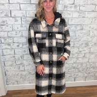 Plaid Hooded Long Jacket