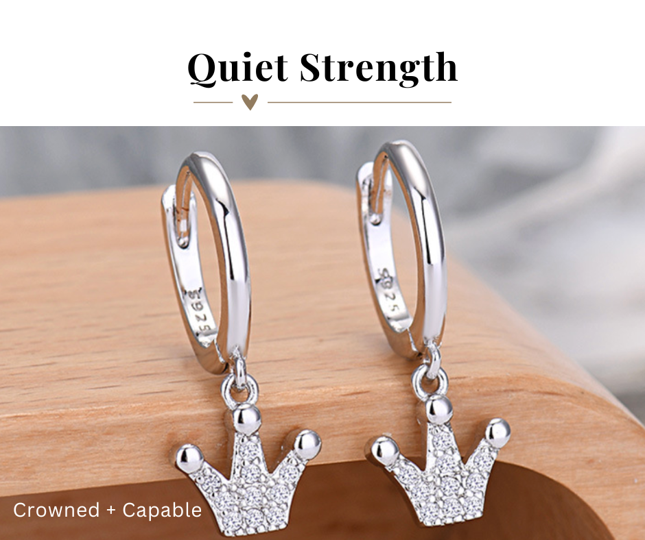 Quiet Strength Crowned + Capable Dainty Crown Earrings