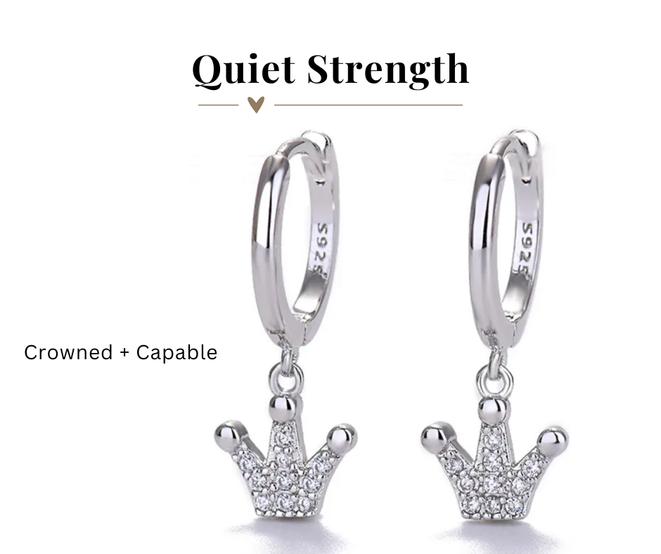 Quiet Strength Crowned + Capable Dainty Crown Earrings