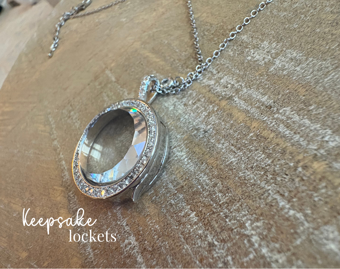 Crystal Round Memory Locket Fancy Chain Necklace