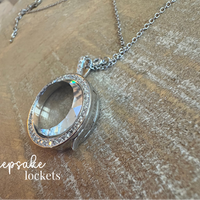 Crystal Round Memory Locket Fancy Chain Necklace