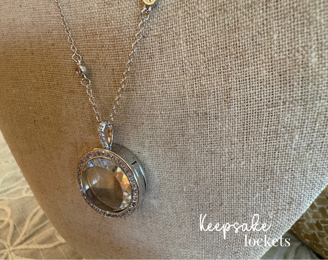Crystal Round Memory Locket Fancy Chain Necklace
