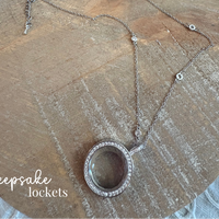 Crystal Round Memory Locket Fancy Chain Necklace
